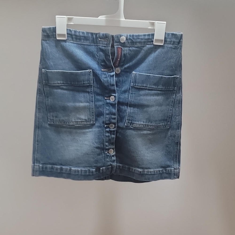 Lucky Brand Indigo Denim Skirt with Silver Buttons